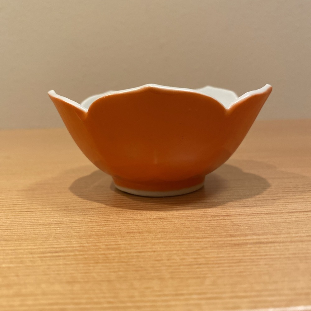 Vintage Knobler Japan‎ Lotus Bowl Porcelain | MCM Kitchen Decor Orange 3.5"